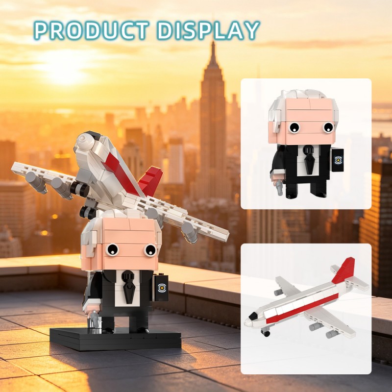 GOBRICKS MOC S1088 The Naked Gun Frank Drebin With Airplane Easter Egg - YWOBB