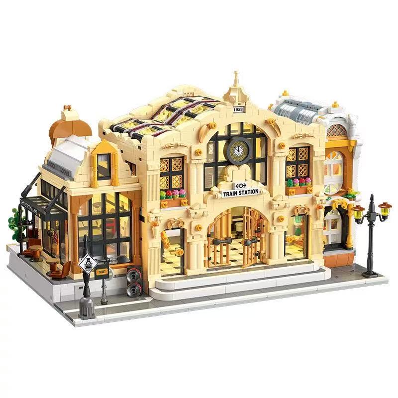 JIE STAR JJ89140 Vintage Steam Railway Station Includie Lights - YWOBB