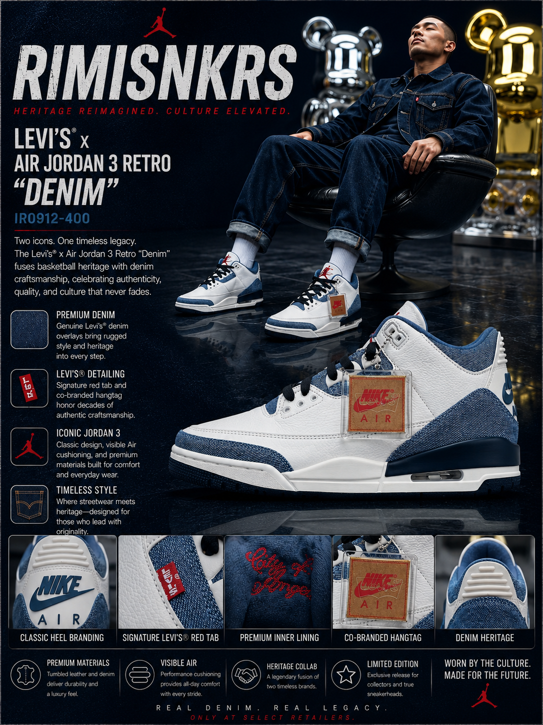 Levi’s x Air Jordan 3 Retro Denim IR0912-400