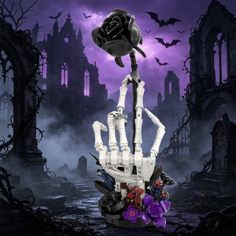 GOBRICKS MOC S1038 Nether Butterfly Bone Dark Night Rose - YWOBB