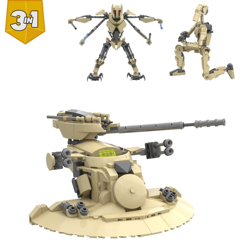GOBRICKS MOC S1093 Star Plan General Grievous & AAT Tank & B1 Battle Droid 3 in 1 - YWOBB