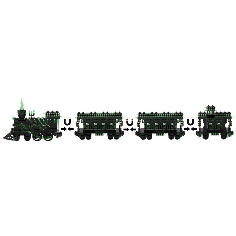 GOBRICKS MOC S1026 Large Haunted Ghost Train - YWOBB