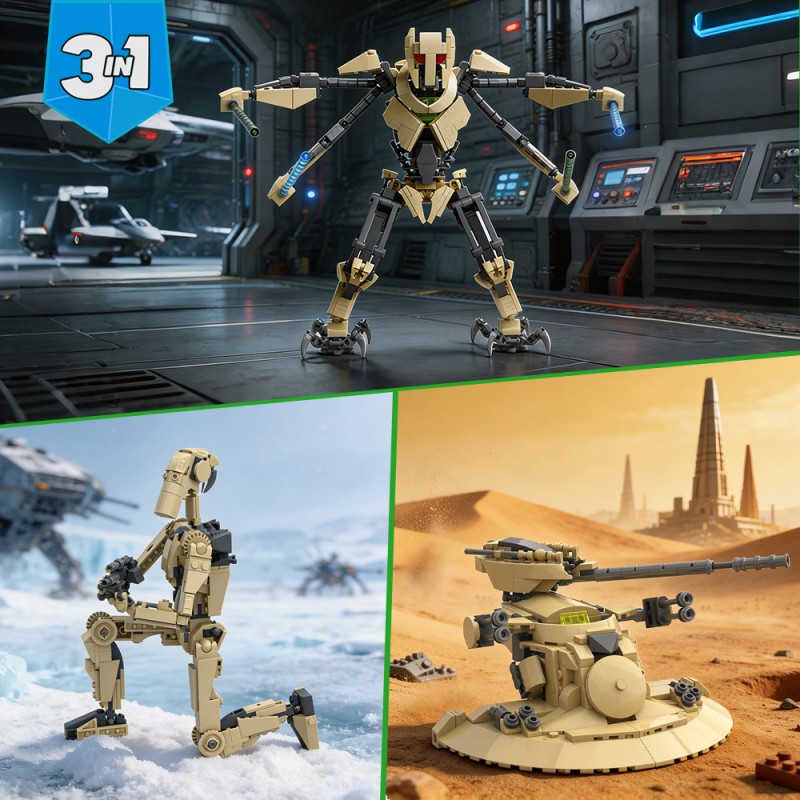 GOBRICKS MOC S1093 Star Plan General Grievous & AAT Tank & B1 Battle Droid 3 in 1 - YWOBB