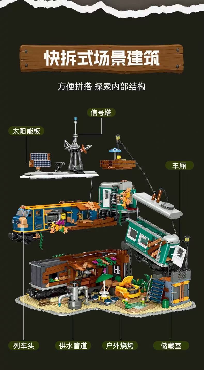 JIE STAR JJ59167 Train Park with Lighting Parts - YWOBB