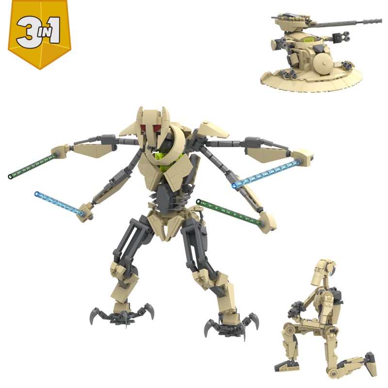 GOBRICKS MOC S1093 Star Plan General Grievous & AAT Tank & B1 Battle Droid 3 in 1 - YWOBB