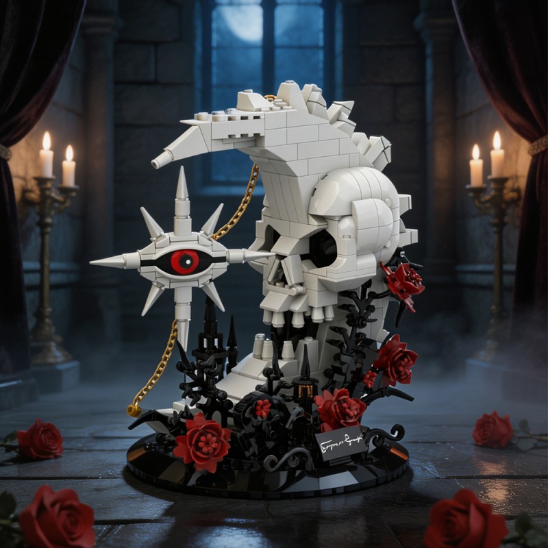 GOBRICKS MOC S1090 Skull moon and stars - YWOBB