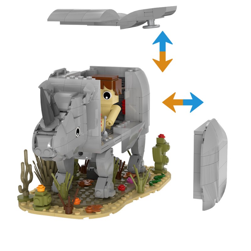 GOBRICKS MOC S1096 Ace Ventura: Pet Detective Rhino Man - YWOBB