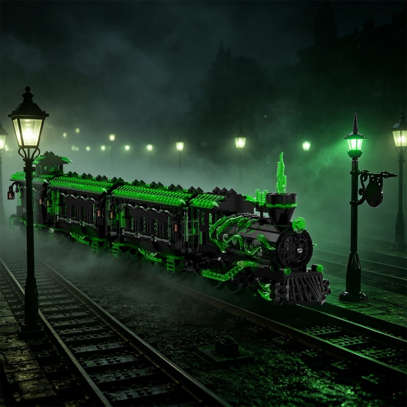 GOBRICKS MOC S1026 Large Haunted Ghost Train - YWOBB