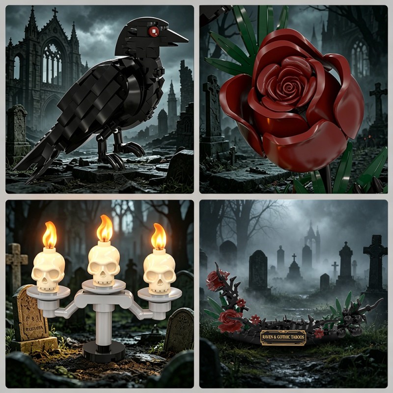 GOBRICKS MOC S1036 Gothic Raven Grimoire - YWOBB