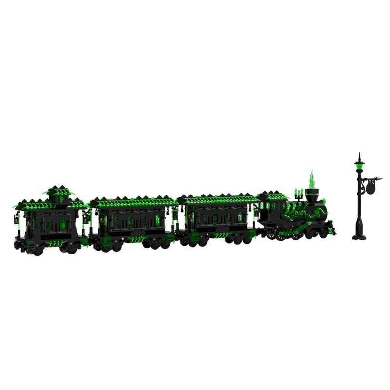 GOBRICKS MOC S1026 Large Haunted Ghost Train - YWOBB