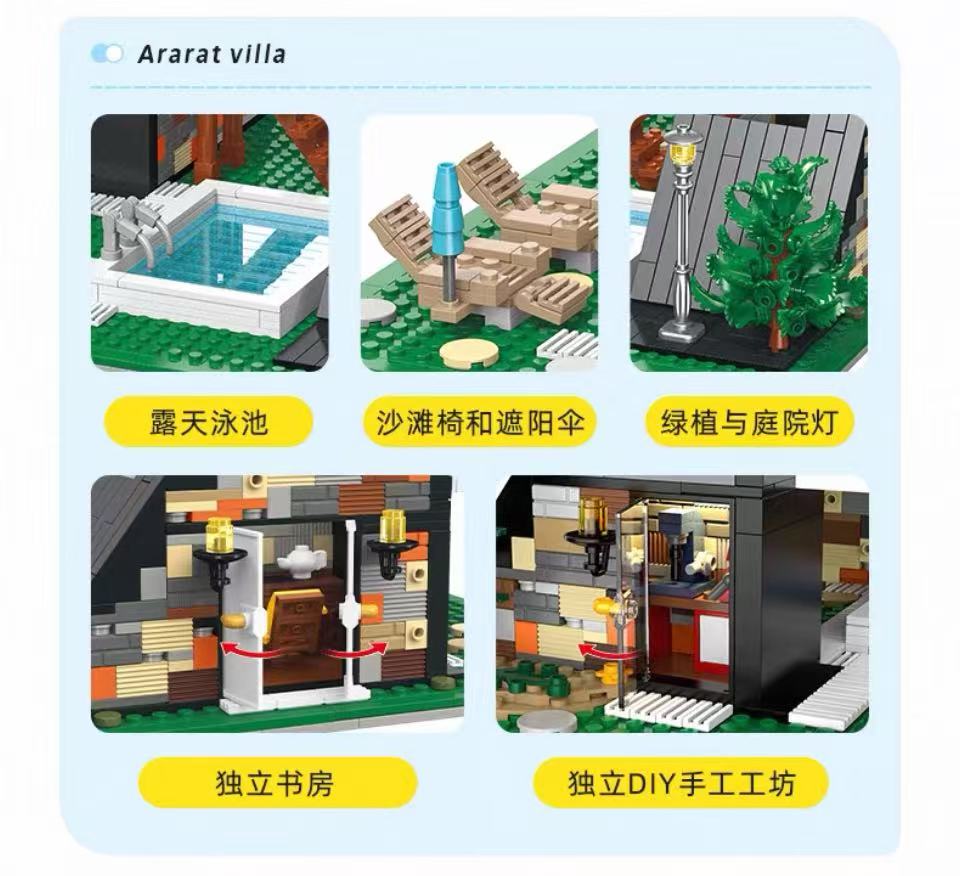 JIE STAR JJ89158 Villa Ararat with Lighting Parts - YWOBB