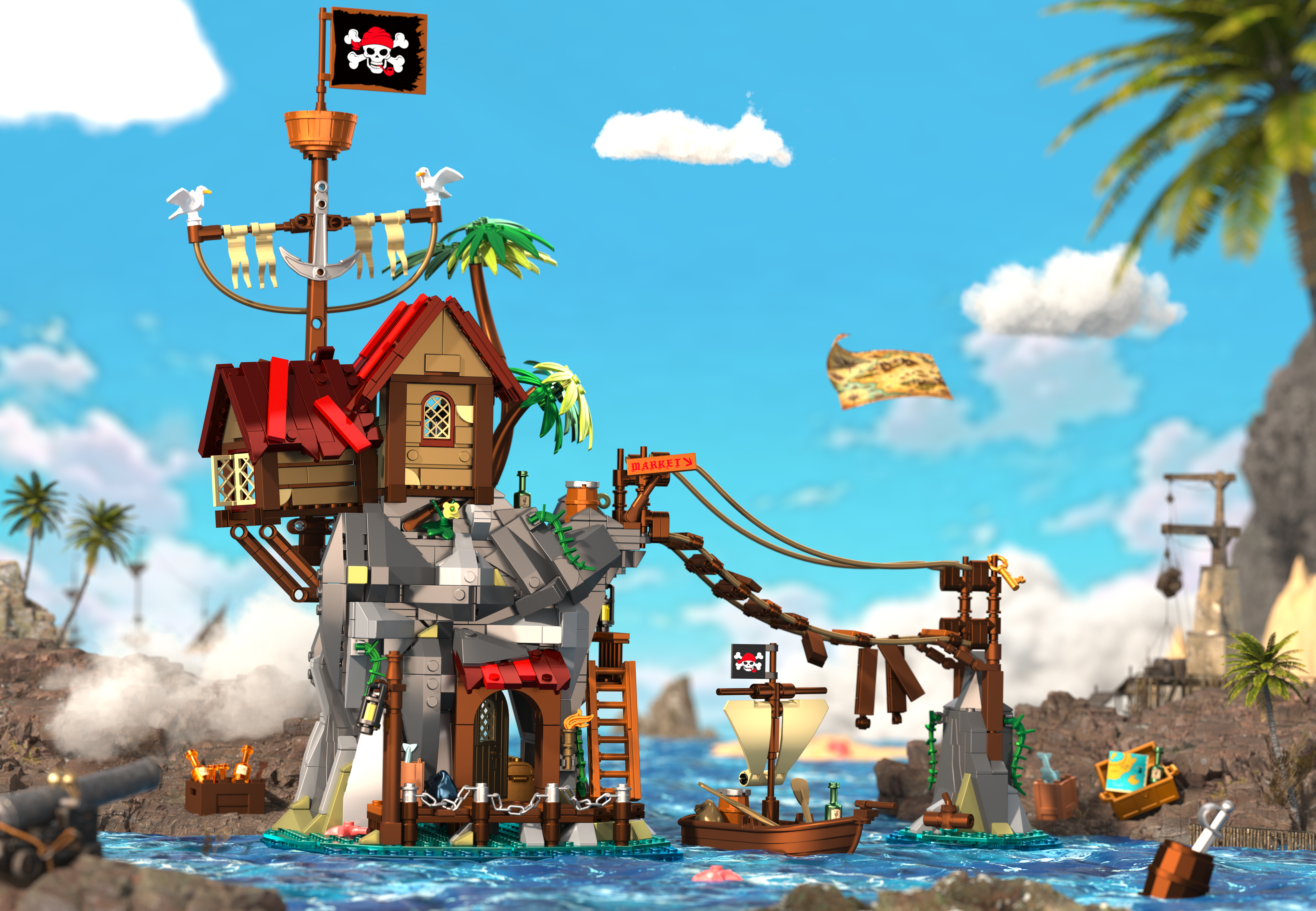 Iambrick 31112 Cliffside Broken Mast Cabin - YWOBB