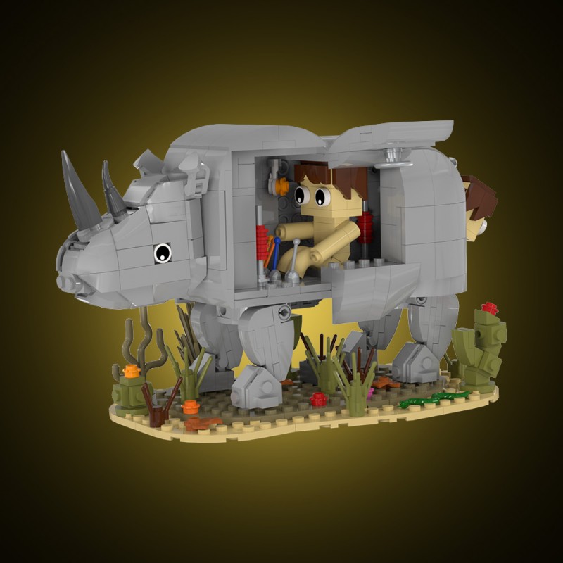 GOBRICKS MOC S1096 Ace Ventura: Pet Detective Rhino Man - YWOBB