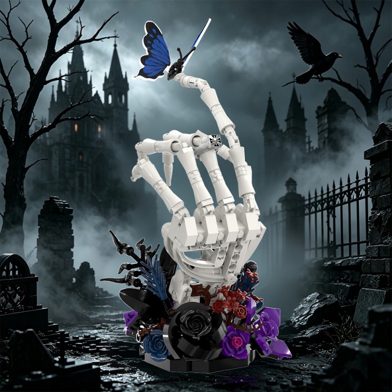 GOBRICKS MOC S1038 Nether Butterfly Bone Dark Night Rose - YWOBB