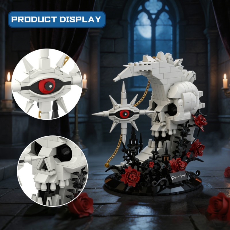 GOBRICKS MOC S1090 Skull moon and stars - YWOBB