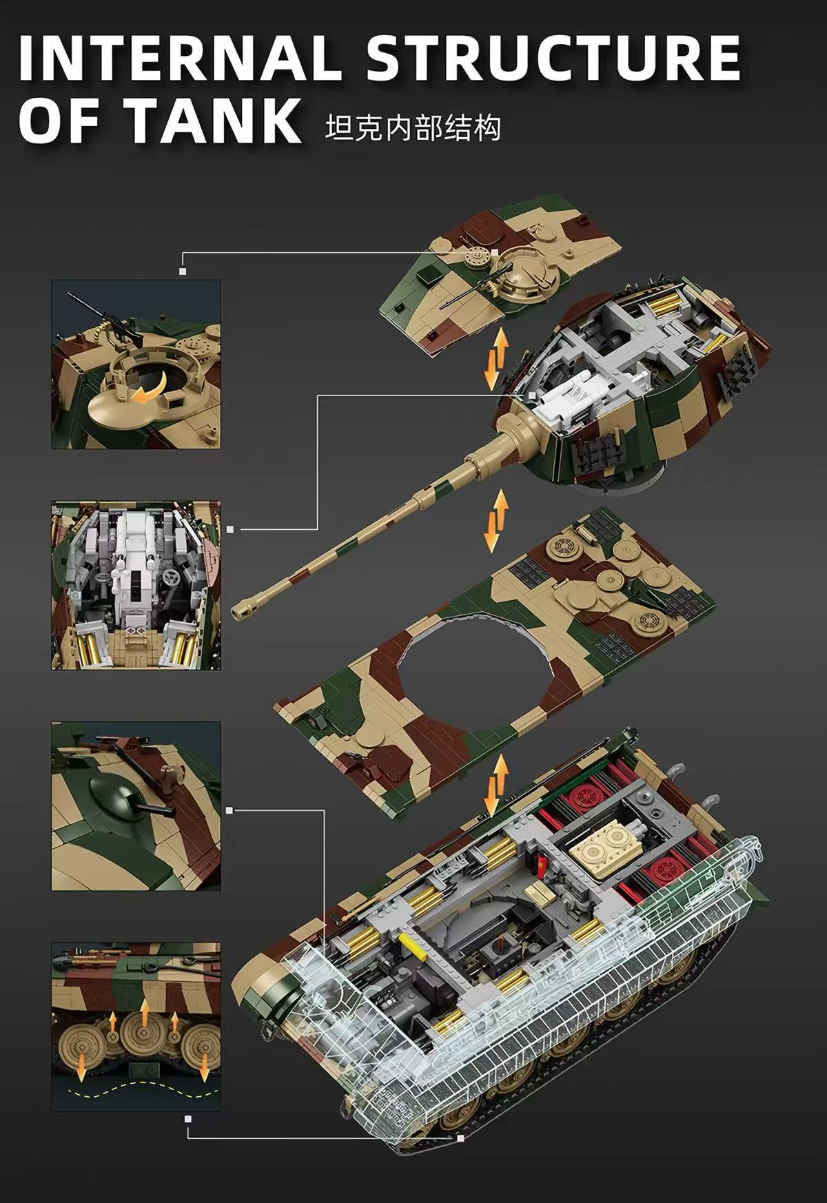 12GO 97036 1:16 TIGER II Bricks Set OVP US Warehouse Version - YWOBB
