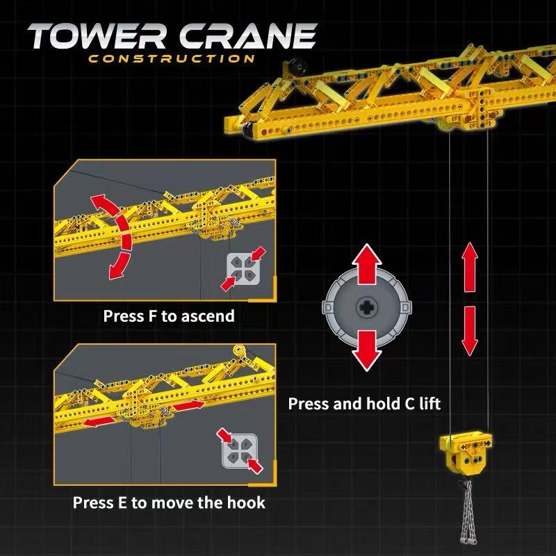 Small Angle JD149 Electric Remote Controlled Tower Crane Device - YWOBB