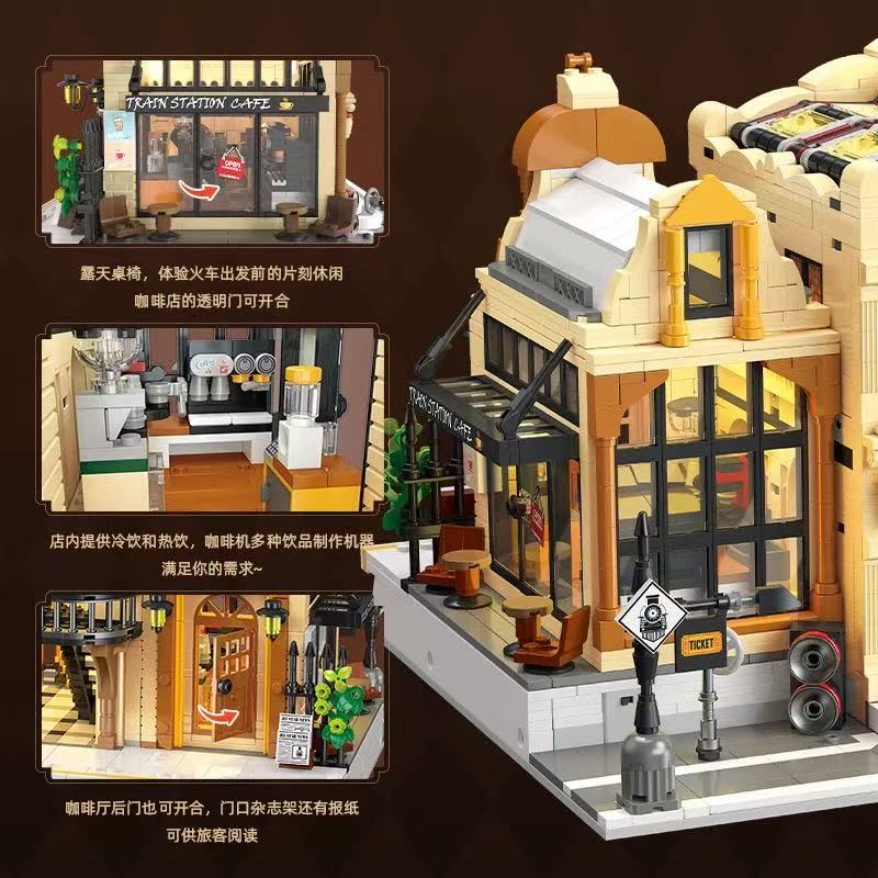 JIE STAR JJ89140 Vintage Steam Railway Station Includie Lights - YWOBB
