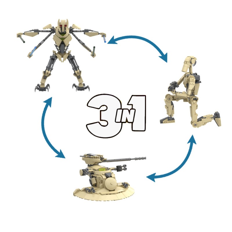 GOBRICKS MOC S1093 Star Plan General Grievous & AAT Tank & B1 Battle Droid 3 in 1 - YWOBB