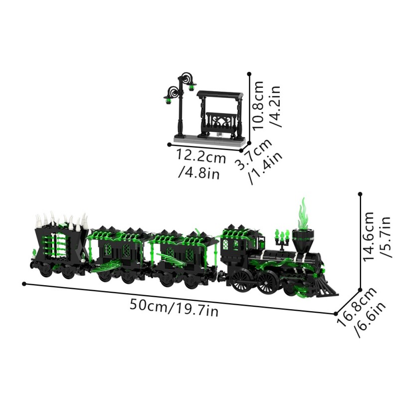GOBRICKS MOC S1027 Small Haunted Ghost Train - YWOBB