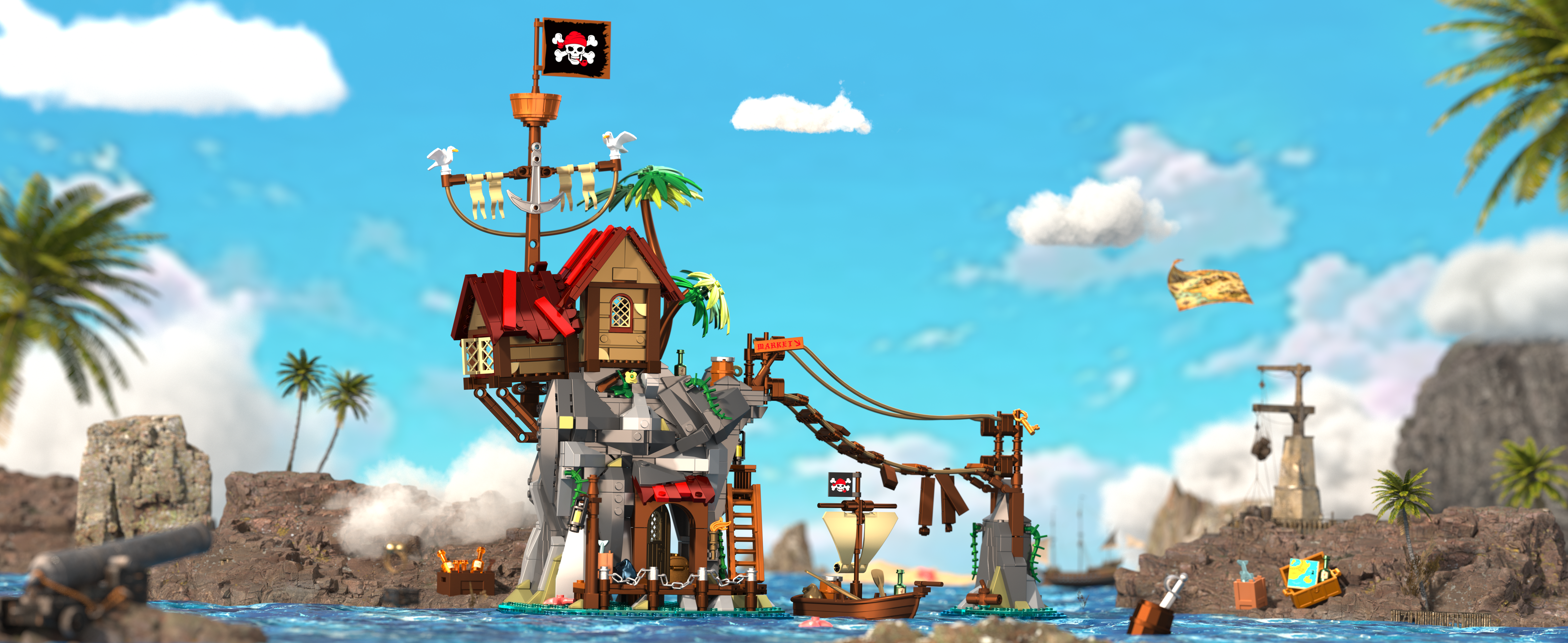 Iambrick 31112 Cliffside Broken Mast Cabin - YWOBB