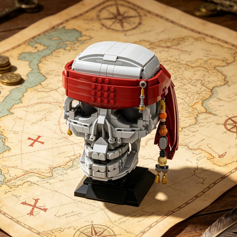 GOBRICKS MOC S1094 Pirate skull - YWOBB