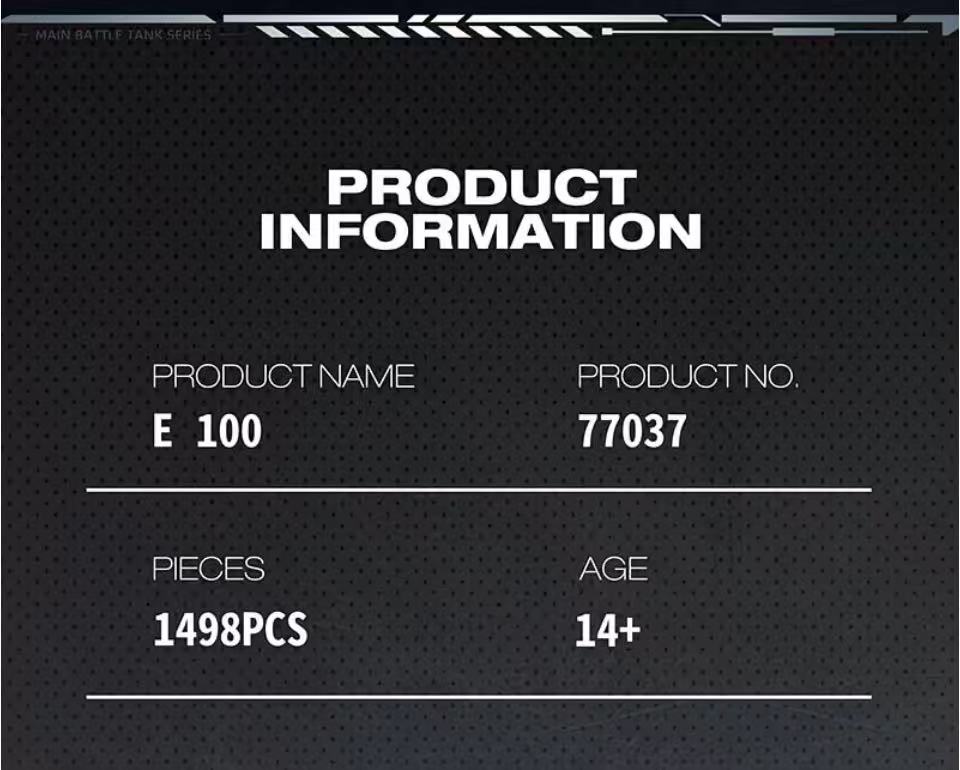 Reobrix 77037 World of Tanks E100 Tank - YWOBB
