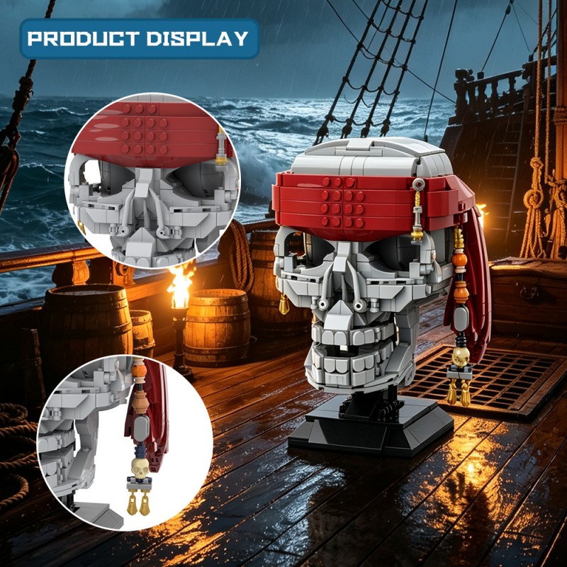 GOBRICKS MOC S1094 Pirate skull - YWOBB