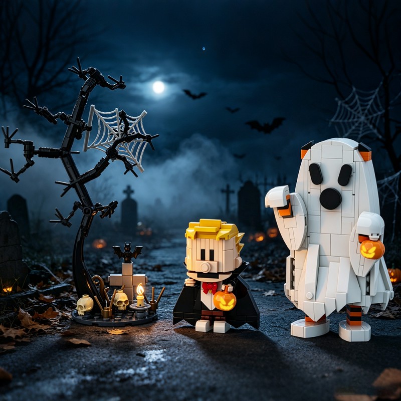 GOBRICKS MOC S1081 Halloween Calvin and Hobbes - YWOBB
