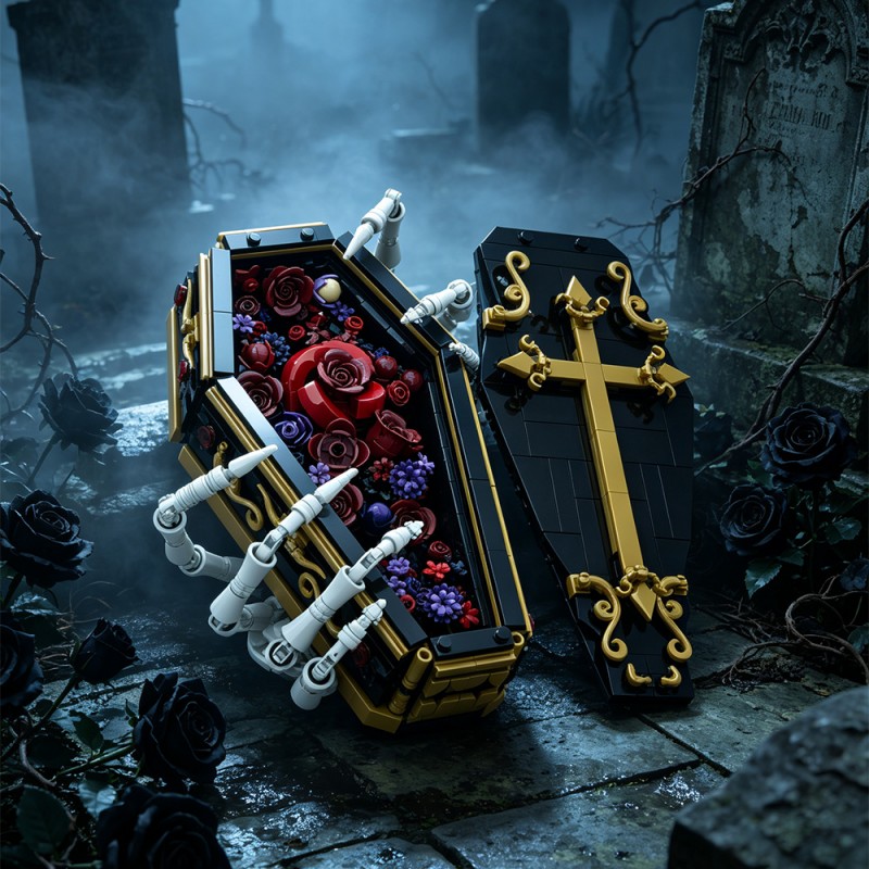 GOBRICKS MOC S1071 Gothic Flowers and Coffins - YWOBB