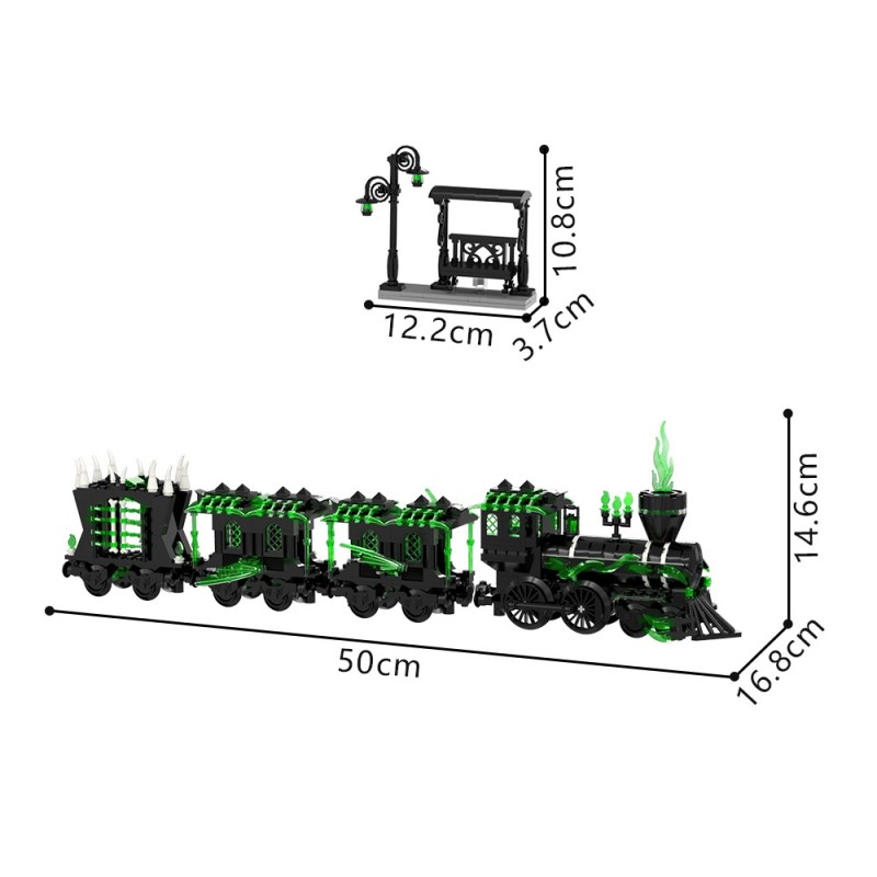 GOBRICKS MOC S1027 Small Haunted Ghost Train - YWOBB