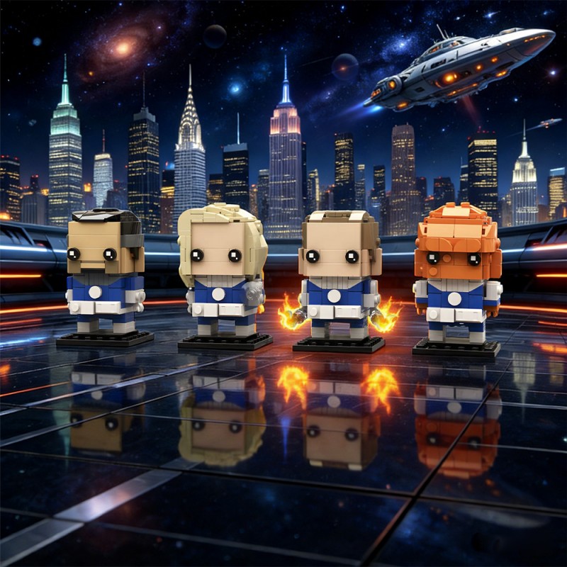 GOBRICKS MOC 245070 The Fantastic Four: First Steps Brickheadz - YWOBB
