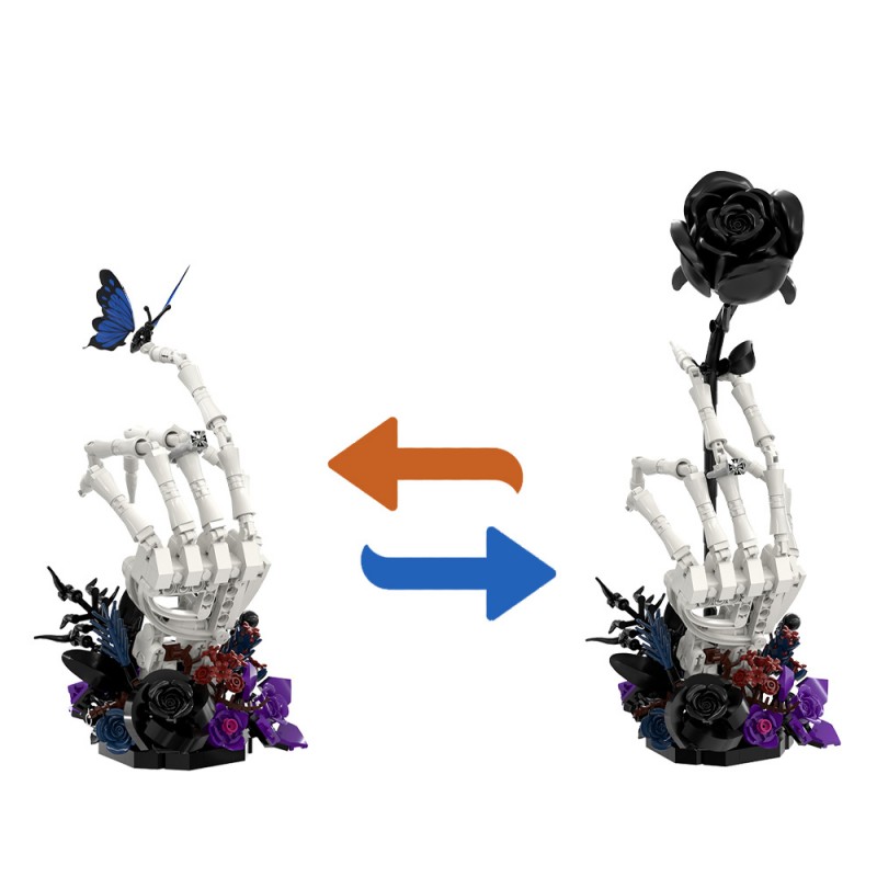 GOBRICKS MOC S1038 Nether Butterfly Bone Dark Night Rose - YWOBB