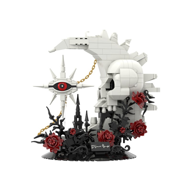 GOBRICKS MOC S1090 Skull moon and stars - YWOBB