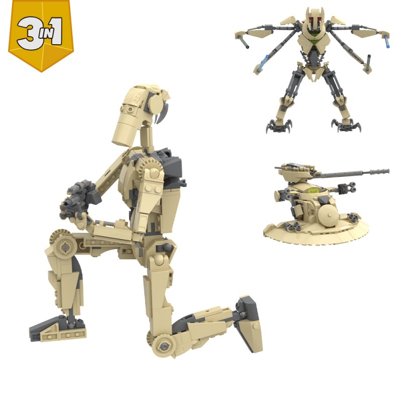 GOBRICKS MOC S1093 Star Plan General Grievous & AAT Tank & B1 Battle Droid 3 in 1 - YWOBB