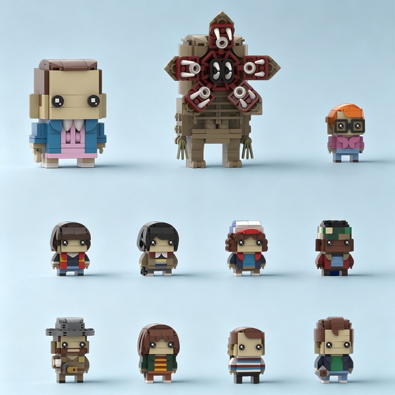 GOBRICKS MOC 116926 Stranger Things Brickheadz Collection - YWOBB