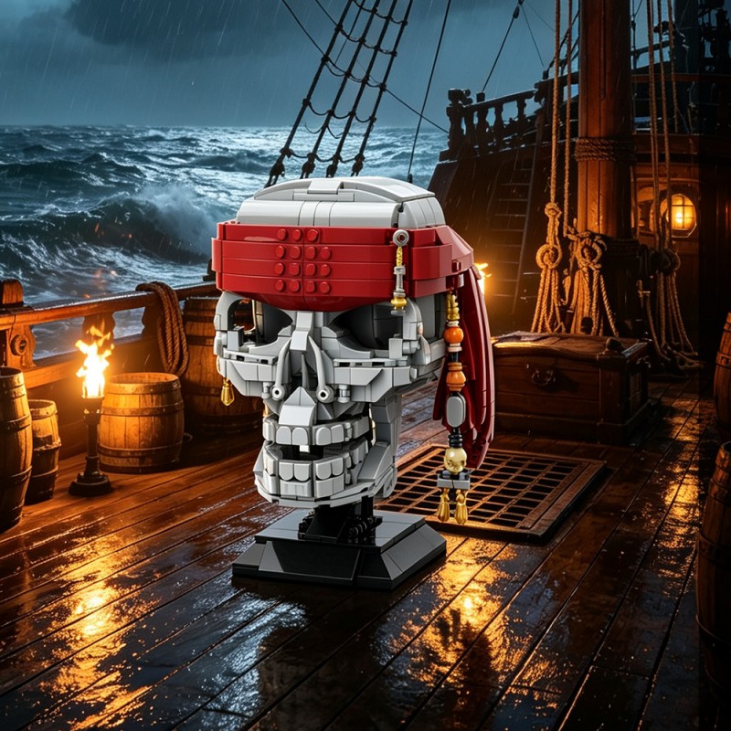 GOBRICKS MOC S1094 Pirate skull - YWOBB
