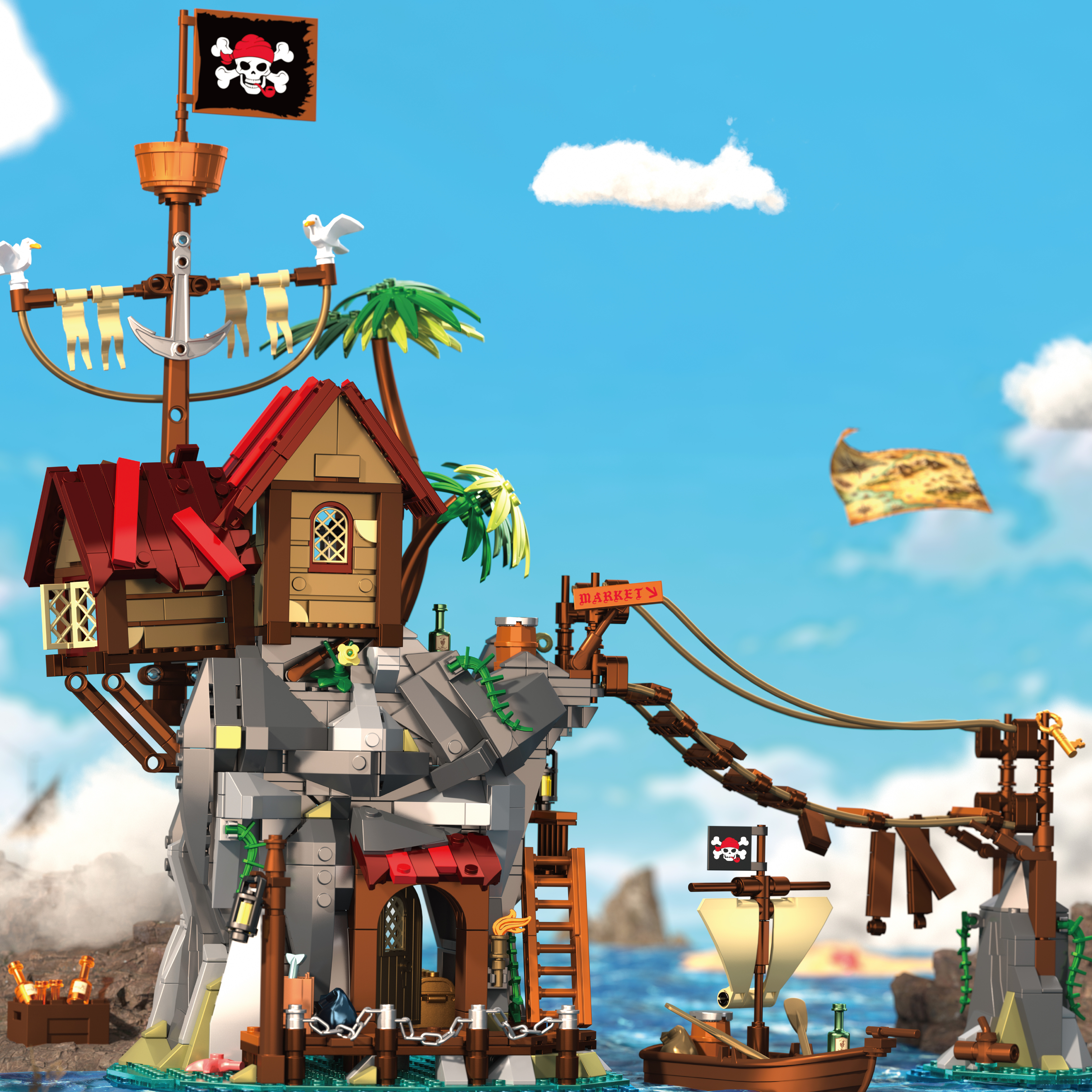 Iambrick 31112 Cliffside Broken Mast Cabin - YWOBB