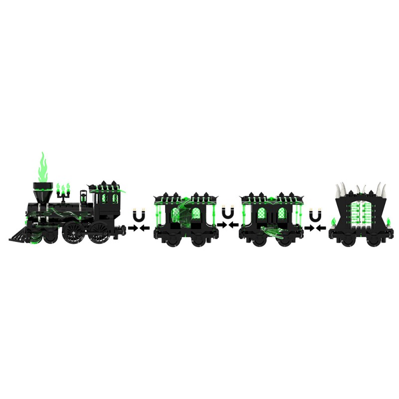 GOBRICKS MOC S1027 Small Haunted Ghost Train - YWOBB