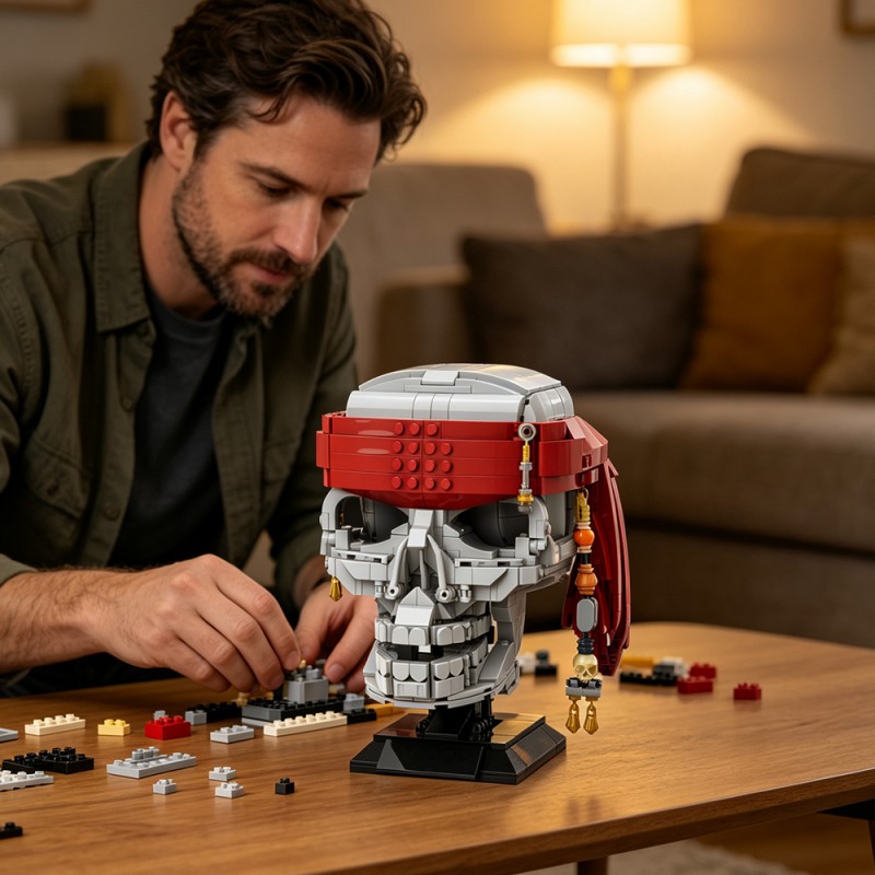 GOBRICKS MOC S1094 Pirate skull - YWOBB