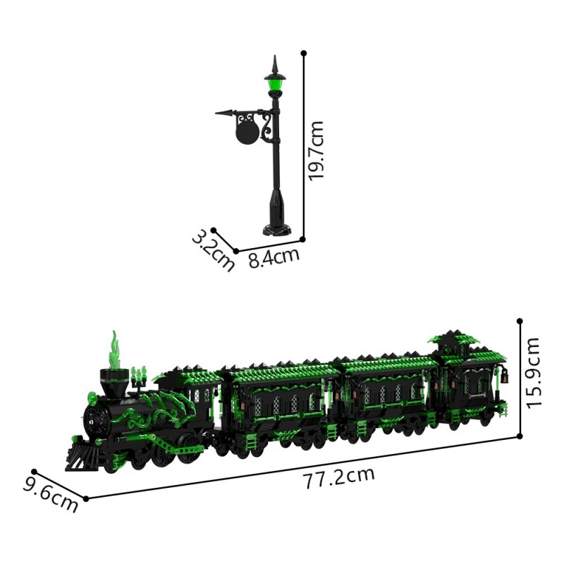 GOBRICKS MOC S1026 Large Haunted Ghost Train - YWOBB