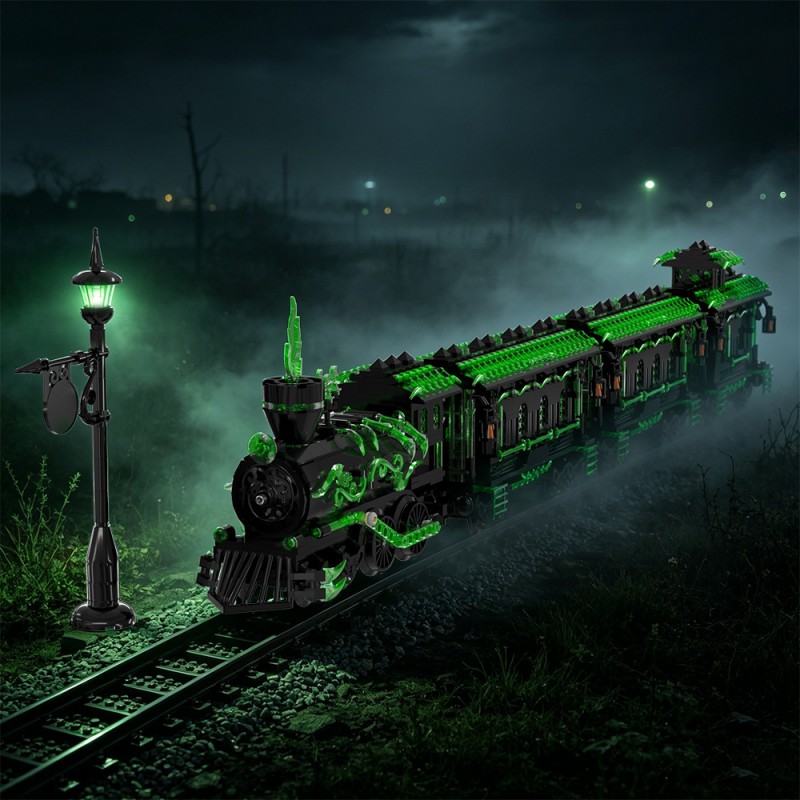 GOBRICKS MOC S1026 Large Haunted Ghost Train - YWOBB