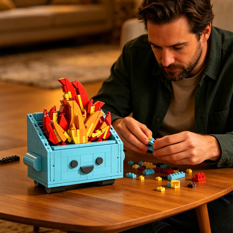 GOBRICKS MOC S1091 Dumpster Fire - YWOBB