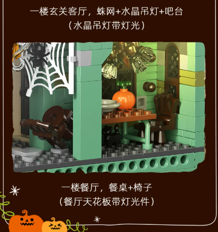 Xbert 66223 Gothic retro haunted house with Lights - YWOBB