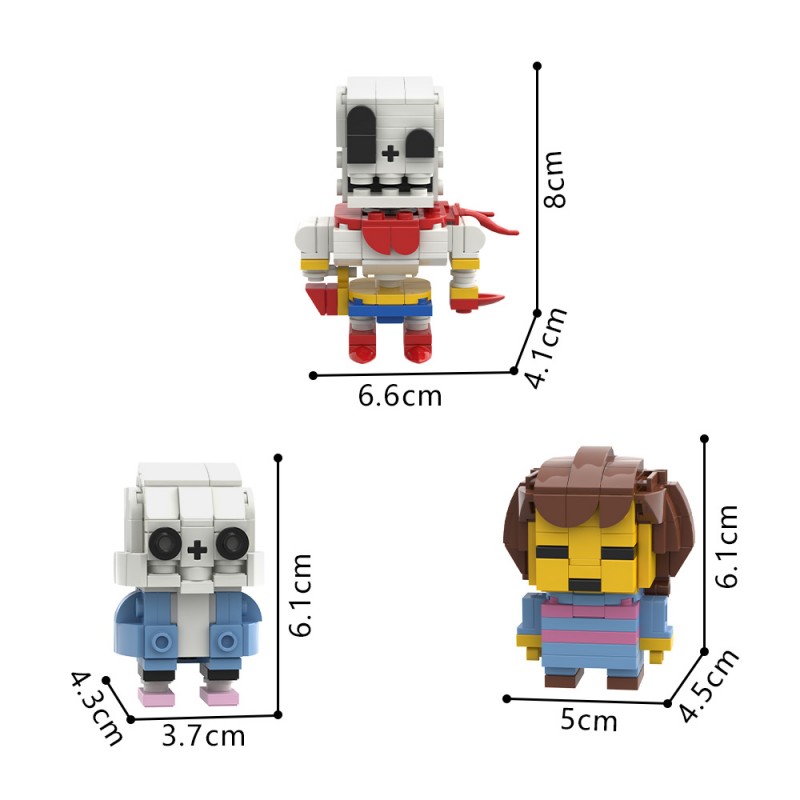 GOBRICKS MOC 235780 Undertale Frisk ,Sans & Papyrus Brickheadz - YWOBB