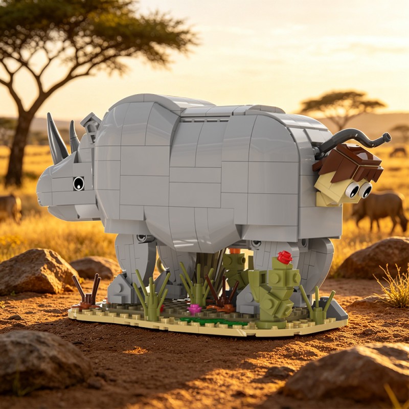 GOBRICKS MOC S1096 Ace Ventura: Pet Detective Rhino Man - YWOBB
