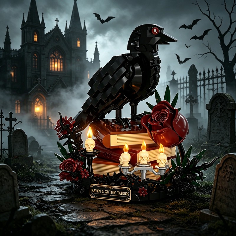 GOBRICKS MOC S1036 Gothic Raven Grimoire - YWOBB