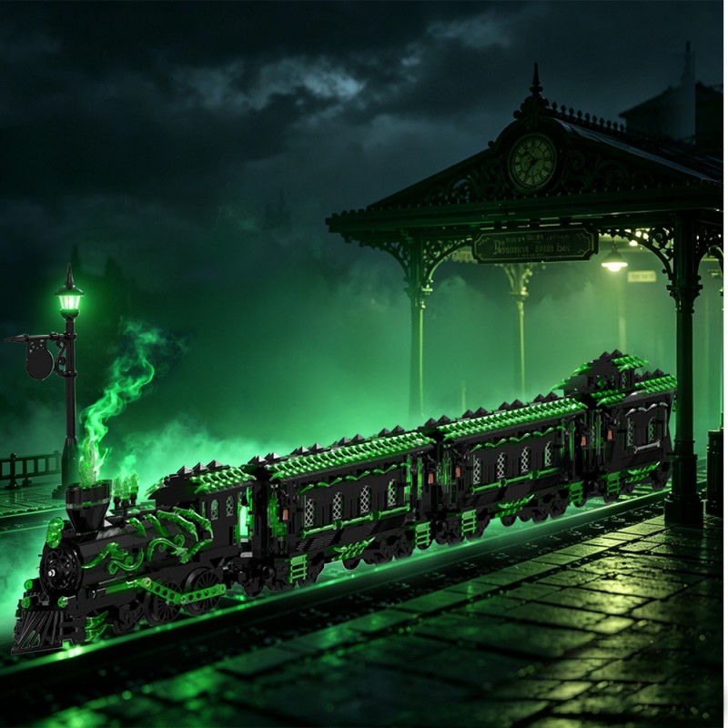 GOBRICKS MOC S1026 Large Haunted Ghost Train - YWOBB