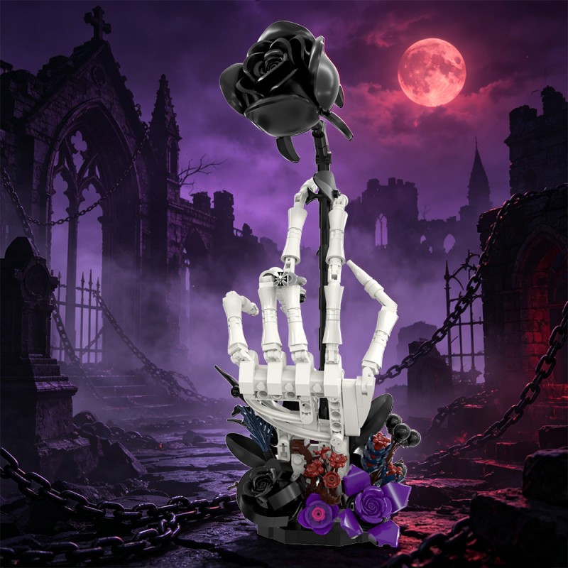 GOBRICKS MOC S1038 Nether Butterfly Bone Dark Night Rose - YWOBB