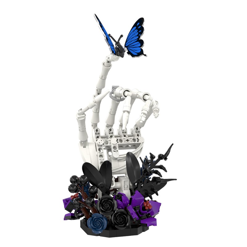 GOBRICKS MOC S1038 Nether Butterfly Bone Dark Night Rose - YWOBB
